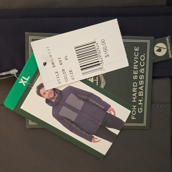 G. H. BASS & CO BRAND MENS BLUE & GRAY HOODED WINTER COAT SIZE XL - Picture 11 of 16